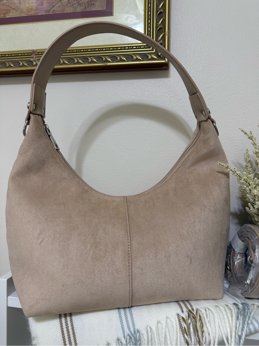 Suede Slouch Shoulder Bag